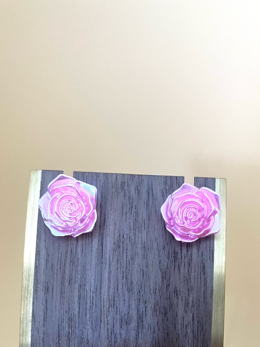 Pink Rose Stud Earrings